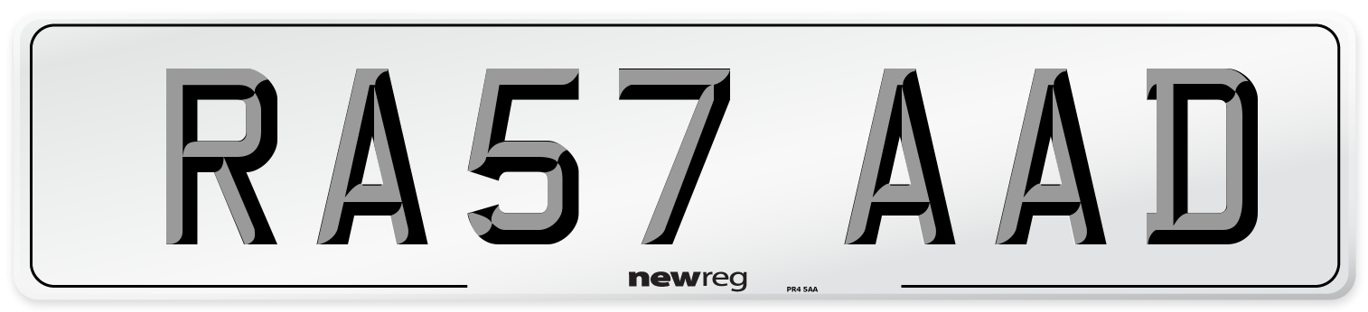 RA57 AAD Number Plate from New Reg